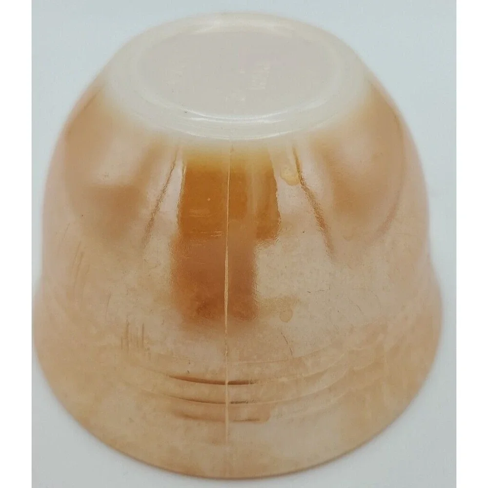 Vintage Fire King‎ Ware Lusterware Milk Glass Peach 3-Band Orange Coffee Tea Cup